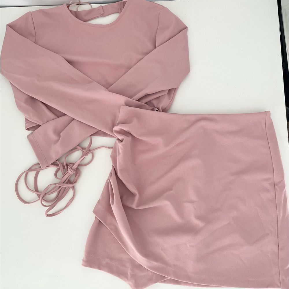 ZARA PALE PINK CROP TOP & SKIRT (sold as a set) LARGE 3067/132/030/18 - Picture 9 of 15
